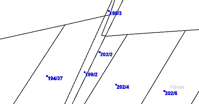 Parcela st. 202/2 v KÚ Trnava, Katastrální mapa