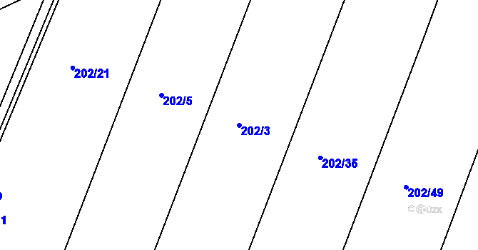 Parcela st. 202/3 v KÚ Trnava, Katastrální mapa