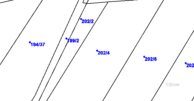 Parcela st. 202/4 v KÚ Trnava, Katastrální mapa