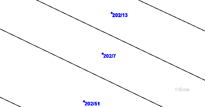 Parcela st. 202/7 v KÚ Trnava, Katastrální mapa
