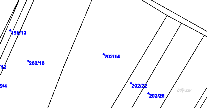 Parcela st. 202/14 v KÚ Trnava, Katastrální mapa