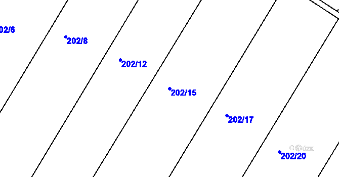 Parcela st. 202/15 v KÚ Trnava, Katastrální mapa