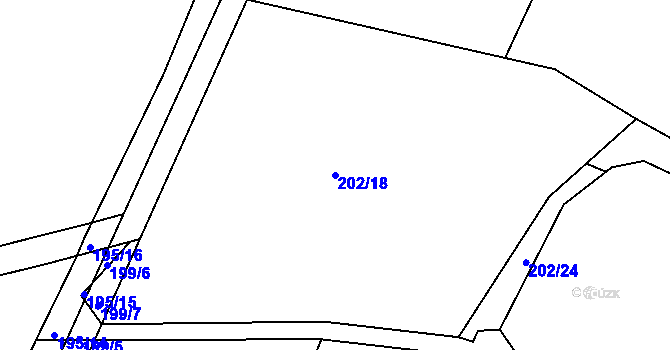 Parcela st. 202/18 v KÚ Trnava, Katastrální mapa