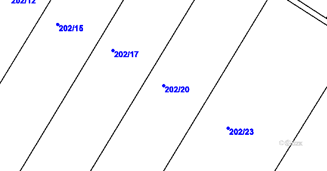Parcela st. 202/20 v KÚ Trnava, Katastrální mapa