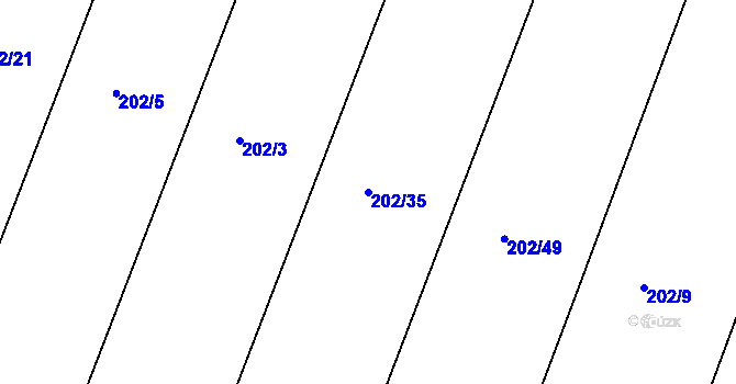 Parcela st. 202/35 v KÚ Trnava, Katastrální mapa