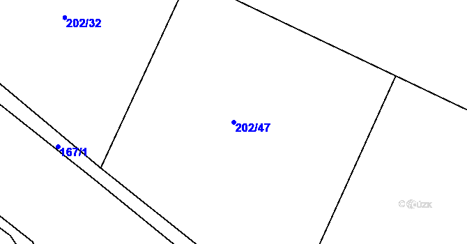 Parcela st. 202/47 v KÚ Trnava, Katastrální mapa