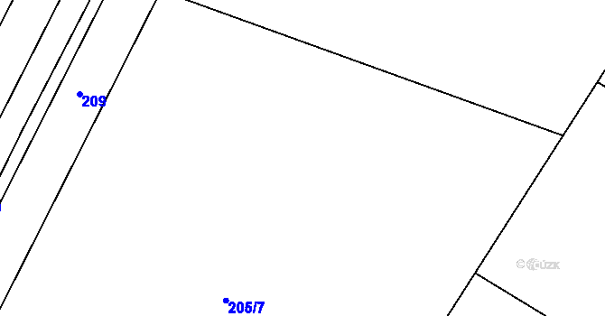 Parcela st. 205/8 v KÚ Trnava, Katastrální mapa