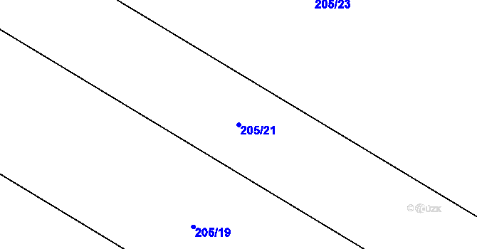 Parcela st. 205/21 v KÚ Trnava, Katastrální mapa