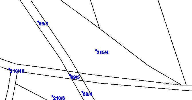 Parcela st. 215/4 v KÚ Trnava, Katastrální mapa