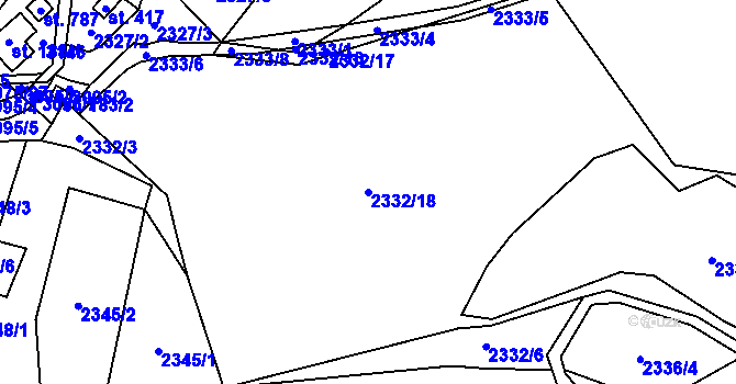 Parcela st. 2332/18 v KÚ Trnava u Zlína, Katastrální mapa