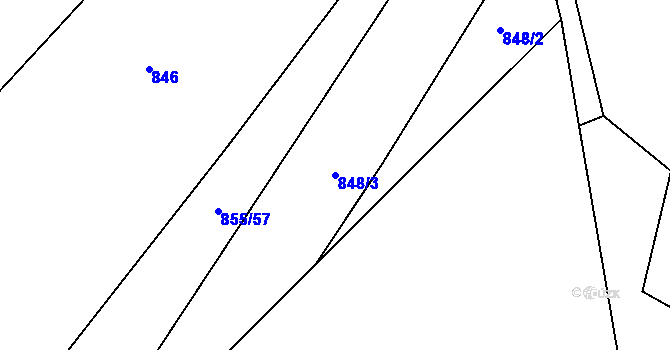 Parcela st. 848/3 v KÚ Trnava u Zlína, Katastrální mapa