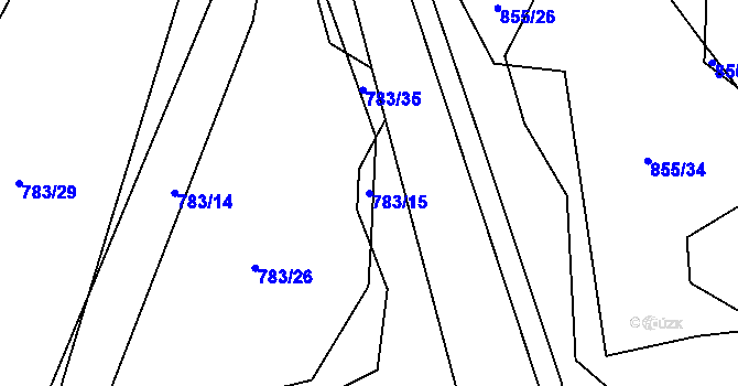 Parcela st. 783/15 v KÚ Trnava u Zlína, Katastrální mapa