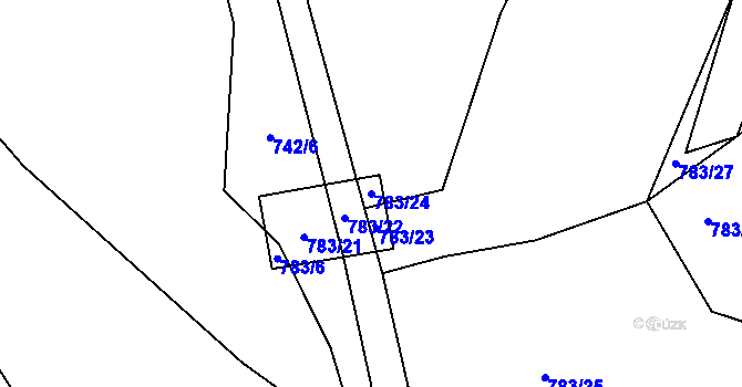 Parcela st. 783/24 v KÚ Trnava u Zlína, Katastrální mapa