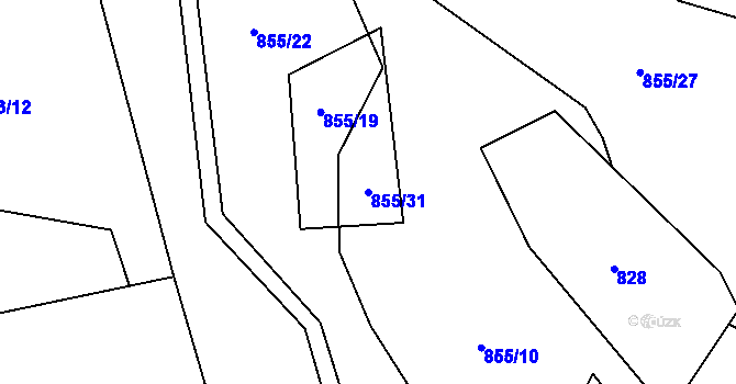 Parcela st. 855/31 v KÚ Trnava u Zlína, Katastrální mapa