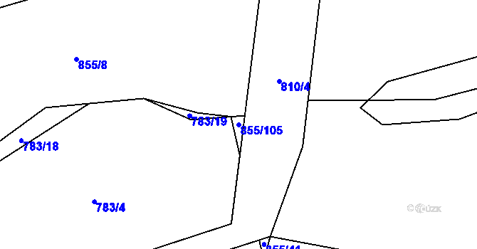 Parcela st. 855/105 v KÚ Trnava u Zlína, Katastrální mapa