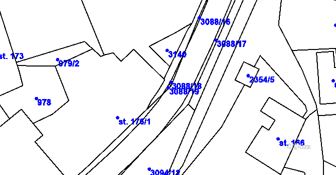 Parcela st. 3088/19 v KÚ Trnava u Zlína, Katastrální mapa
