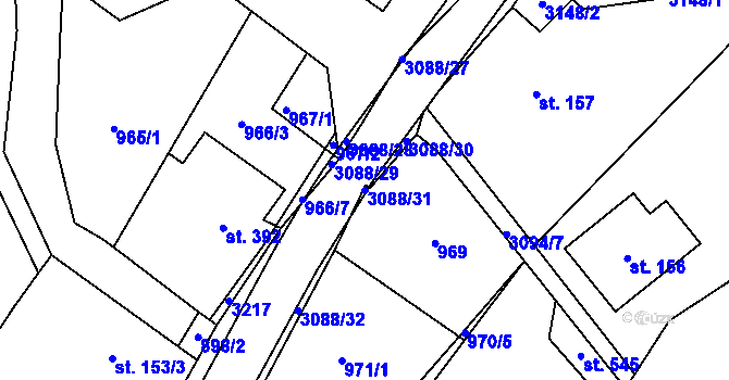 Parcela st. 3088/31 v KÚ Trnava u Zlína, Katastrální mapa