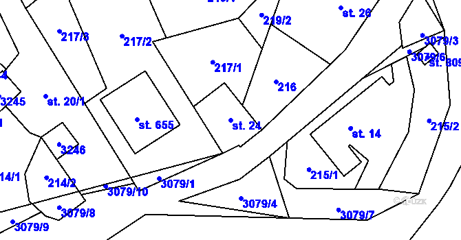 Parcela st. 24 v KÚ Trnava u Zlína, Katastrální mapa
