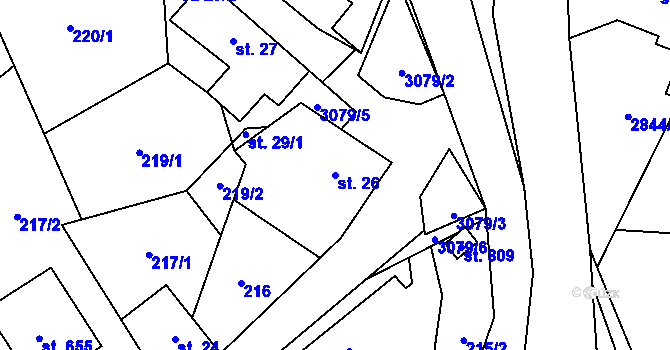 Parcela st. 26 v KÚ Trnava u Zlína, Katastrální mapa