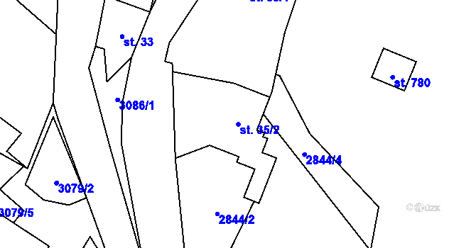 Parcela st. 35/2 v KÚ Trnava u Zlína, Katastrální mapa