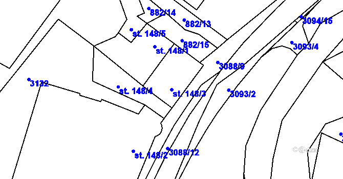 Parcela st. 148/3 v KÚ Trnava u Zlína, Katastrální mapa