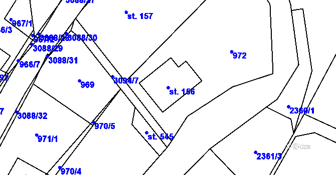 Parcela st. 156 v KÚ Trnava u Zlína, Katastrální mapa