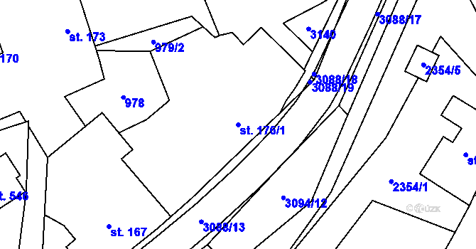Parcela st. 176/1 v KÚ Trnava u Zlína, Katastrální mapa
