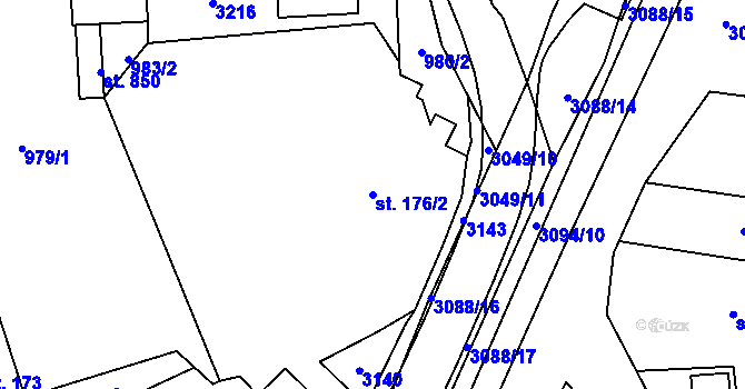 Parcela st. 176/2 v KÚ Trnava u Zlína, Katastrální mapa