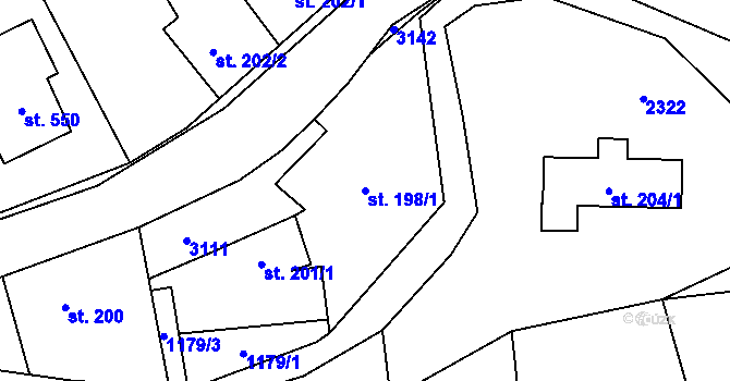 Parcela st. 198/1 v KÚ Trnava u Zlína, Katastrální mapa