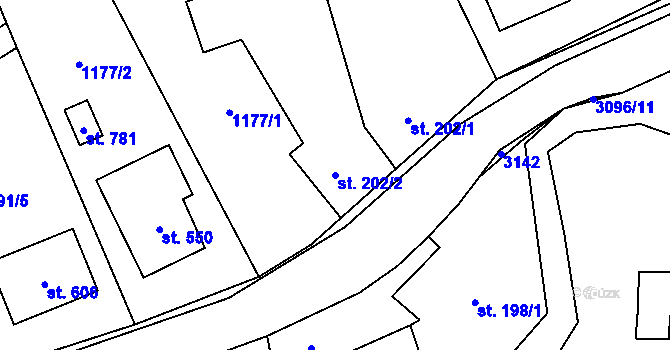 Parcela st. 202/2 v KÚ Trnava u Zlína, Katastrální mapa