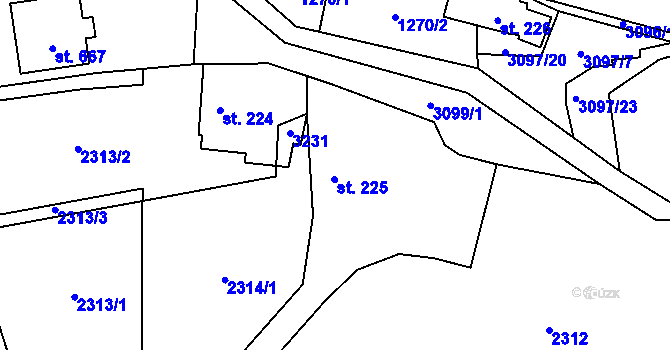 Parcela st. 225 v KÚ Trnava u Zlína, Katastrální mapa
