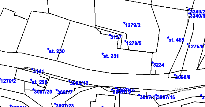 Parcela st. 231 v KÚ Trnava u Zlína, Katastrální mapa