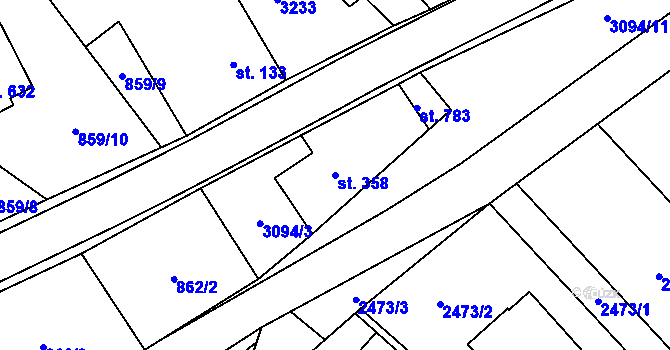 Parcela st. 358 v KÚ Trnava u Zlína, Katastrální mapa