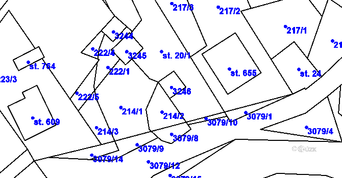 Parcela st. 377 v KÚ Trnava u Zlína, Katastrální mapa