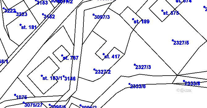 Parcela st. 417 v KÚ Trnava u Zlína, Katastrální mapa