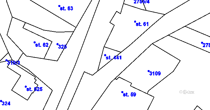 Parcela st. 441 v KÚ Trnava u Zlína, Katastrální mapa