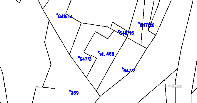 Parcela st. 465 v KÚ Trnava u Zlína, Katastrální mapa