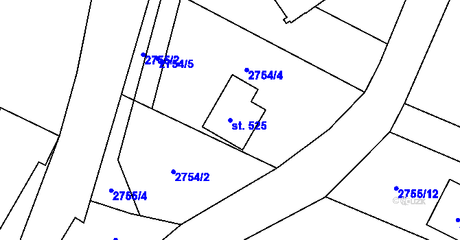 Parcela st. 525 v KÚ Trnava u Zlína, Katastrální mapa