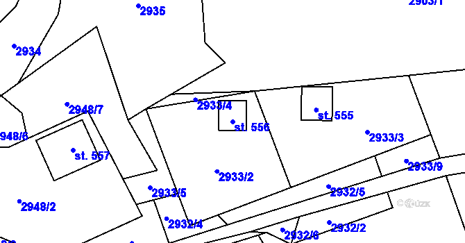 Parcela st. 556 v KÚ Trnava u Zlína, Katastrální mapa