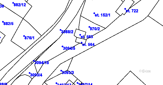 Parcela st. 564 v KÚ Trnava u Zlína, Katastrální mapa