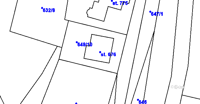 Parcela st. 676 v KÚ Trnava u Zlína, Katastrální mapa
