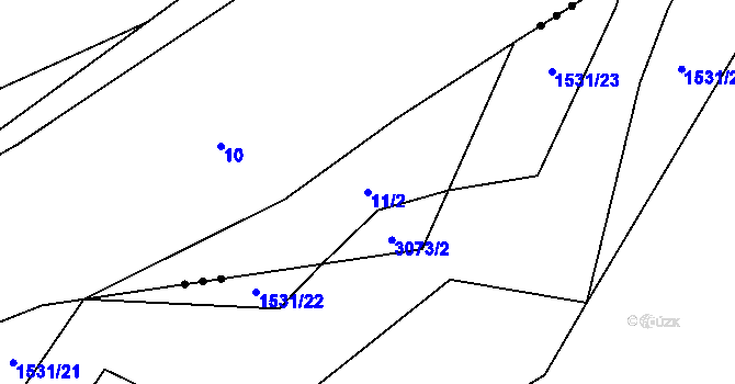 Parcela st. 11/2 v KÚ Trnava u Zlína, Katastrální mapa