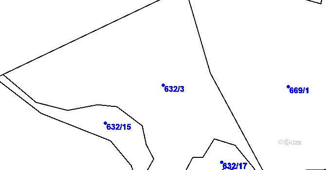 Parcela st. 632/3 v KÚ Trnava u Zlína, Katastrální mapa