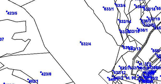 Parcela st. 632/4 v KÚ Trnava u Zlína, Katastrální mapa