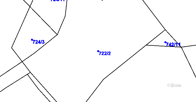 Parcela st. 722/2 v KÚ Trnava u Zlína, Katastrální mapa