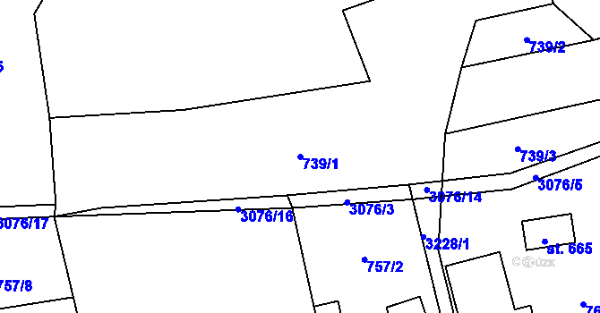 Parcela st. 739/1 v KÚ Trnava u Zlína, Katastrální mapa
