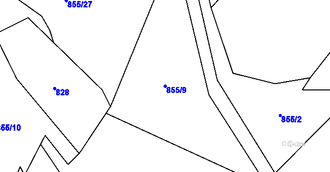 Parcela st. 855/9 v KÚ Trnava u Zlína, Katastrální mapa