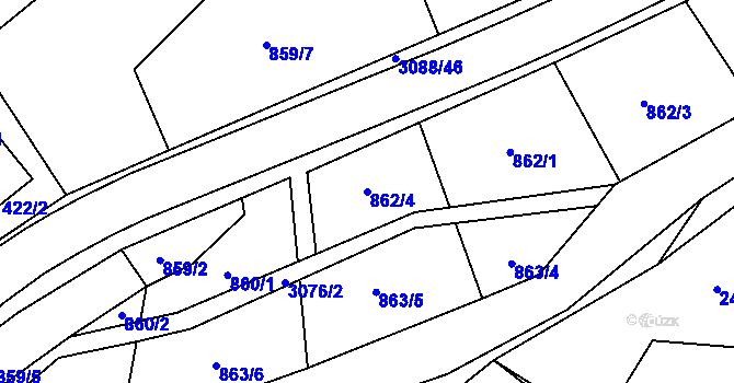 Parcela st. 862/4 v KÚ Trnava u Zlína, Katastrální mapa