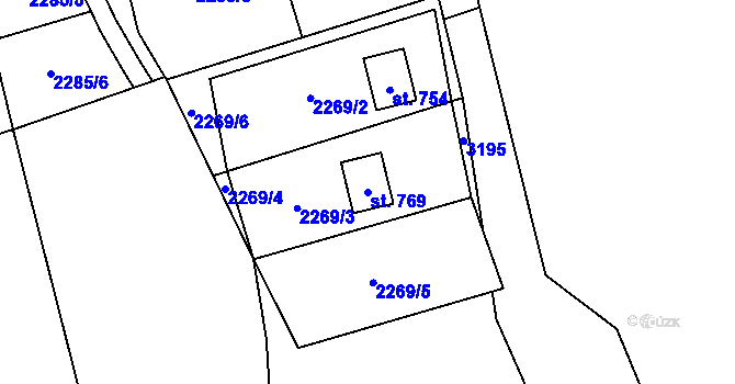 Parcela st. 769 v KÚ Trnava u Zlína, Katastrální mapa