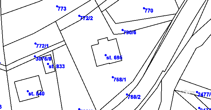 Parcela st. 695 v KÚ Trnava u Zlína, Katastrální mapa